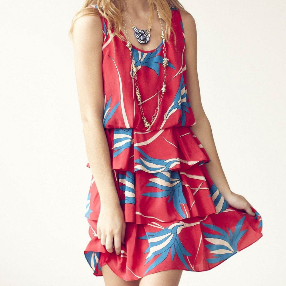 Anthropologie Ribbon Grass Silk Dress By Sariah, Size 10